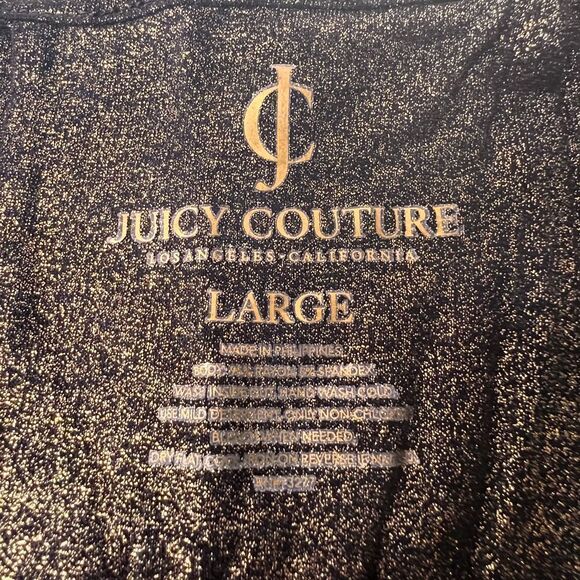 Juicy Couture Shimmering Metallic Short Sleeve Top with Open Back Detail Blouse - Picture 5 of 14